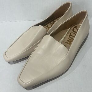 Sam Edelman Emelie Square Toe Loafers Ivory Leather Size 7.5